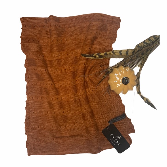 Zazou Luxe Autumn Eyelet Knit Scarf Cinnamon NWT - Picture 3 of 9
